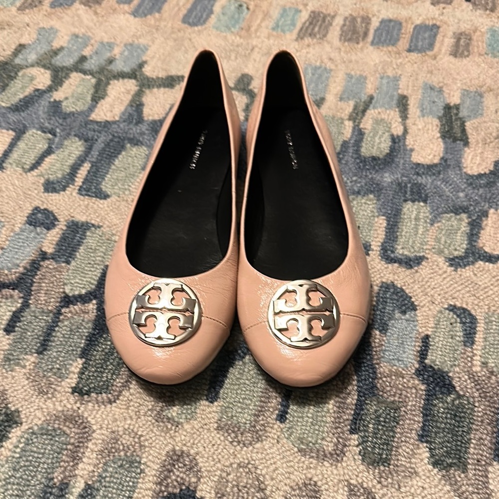 Tory Burch Blush Pink Flats with Silver Logo
